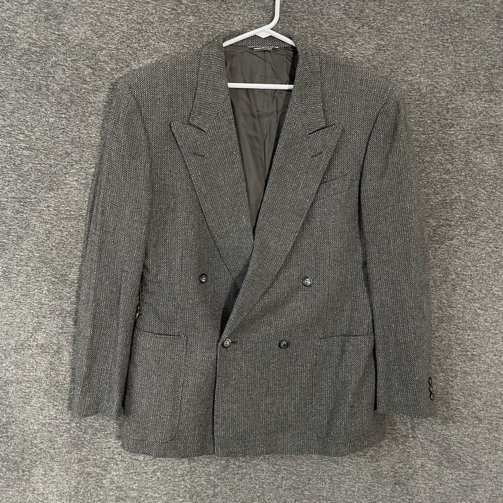 Canali Proposta Blazer Mens 50 (US 40) Gray Wool Double Breasted Paris Art Back